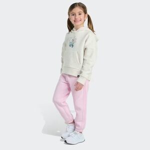 adidas Kids Cream Hoodie and Pink Joggers Matching Set